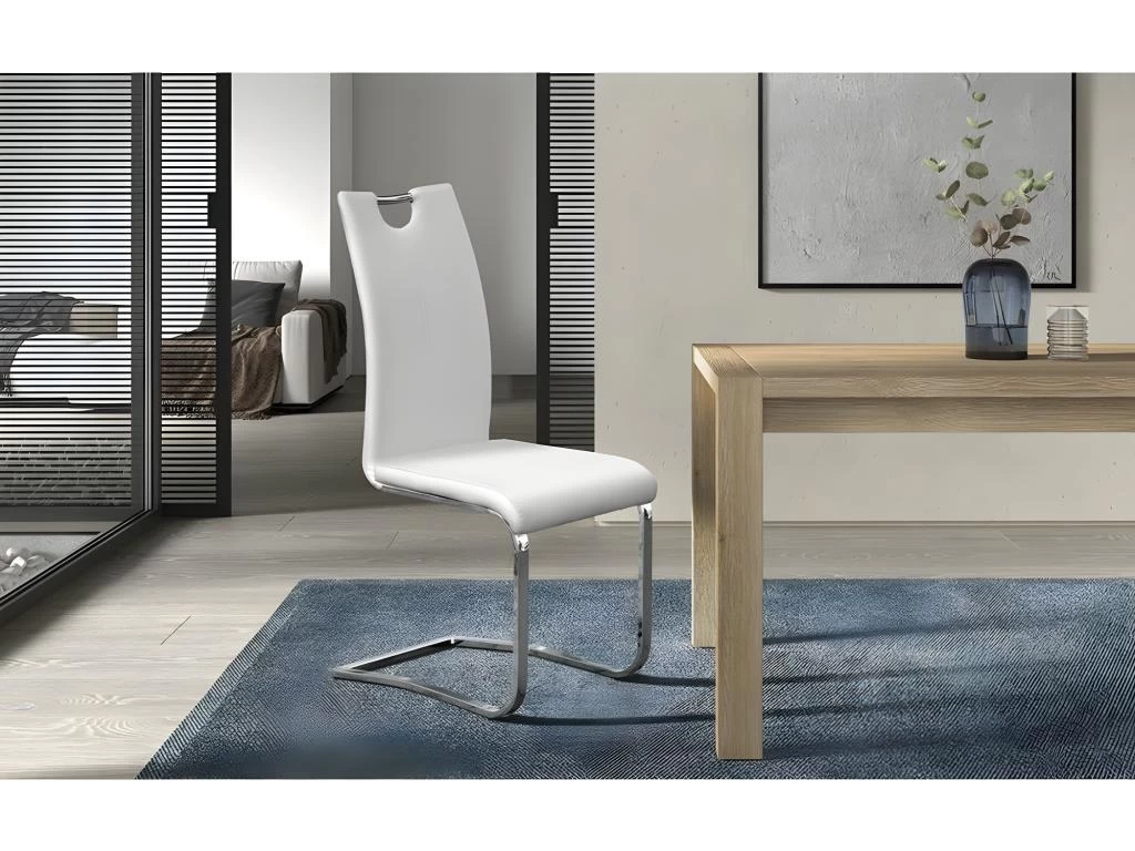 Chaise SOFI PU Blanc, Dimension H99 X L43 X P57 Cm, Idéal Pour Votre Cuisine Ou Salle à Manger 4 Chaise SOFI PU Blanc, Dimension H99 X L43 X P57 Cm, Idéal Pour Votre Cuisine Ou Salle à Manger – Image 2