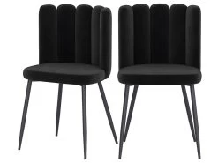 Chaise Rosy En Velours Noir (lot De 2)