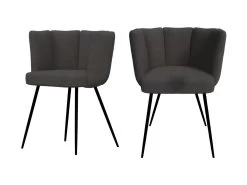 Chaise Cosette En Tissu Bouclé Gris Foncé (lot De 2)