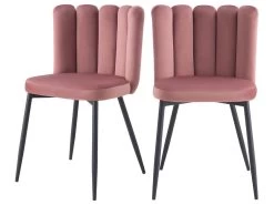 Chaise Rosy En Velours Vieux Rose (lot De 2)