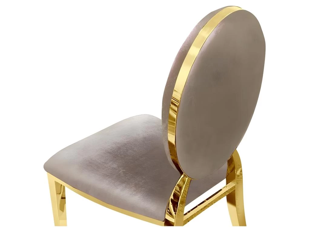 Lot De 2 Chaises Médaillon Pied Couleur Or Era - Couleurs - Velours Taupe 4 Lot De 2 Chaises Médaillon Pied Couleur Or Era - Couleurs - Velours Taupe – Image 2