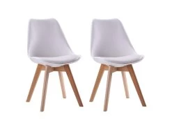 Lot De 2 Chaises Scandinaves NORA Blanches Avec Coussin - HAPPY GARDEN -Magasin de meubles de restaurant chaise 22365951