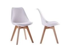 Lot De 2 Chaises Scandinaves NORA Blanches Avec Coussin - HAPPY GARDEN -Magasin de meubles de restaurant chaise 22365953
