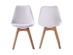 Lot De 2 Chaises Scandinaves NORA Blanches Avec Coussin - HAPPY GARDEN -Magasin de meubles de restaurant chaise 22365955