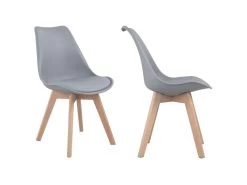 Lot De 4 Chaises Scandinaves NORA Grises Avec Coussin - HAPPY GARDEN -Magasin de meubles de restaurant chaise 22366491