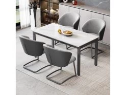 Lot De 2 Chaises De Salle à Manger - Tissu En Sherpa - Gris -Magasin de meubles de restaurant chaise 22477361