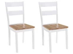 Chaises à Manger Lot De 2 Blanc Bois D'hévéa Massif