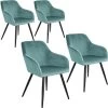 Lot De 4 Chaises Pieds Noir Siège De Salon Cuisine Salle à Manger Design élégant Velours Turquoise 08_0000081 -Magasin de meubles de restaurant chaise 22732067