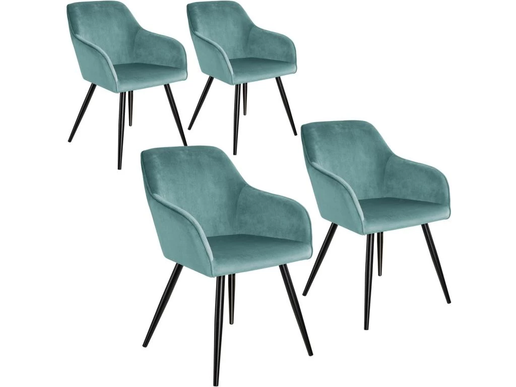 Lot De 4 Chaises Pieds Noir Siège De Salon Cuisine Salle à Manger Design élégant Velours Turquoise 08_0000081 3 Lot De 4 Chaises Pieds Noir Siège De Salon Cuisine Salle à Manger Design élégant Velours Turquoise 08_0000081