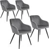 Lot De 4 Chaises Pieds Noir Siège De Salon Cuisine Salle à Manger Design élégant Velours Gris 08_0000076 -Magasin de meubles de restaurant chaise 22732077