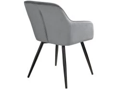 Lot De 4 Chaises Pieds Noir Siège De Salon Cuisine Salle à Manger Design élégant Velours Gris 08_0000076 -Magasin de meubles de restaurant chaise 22732083