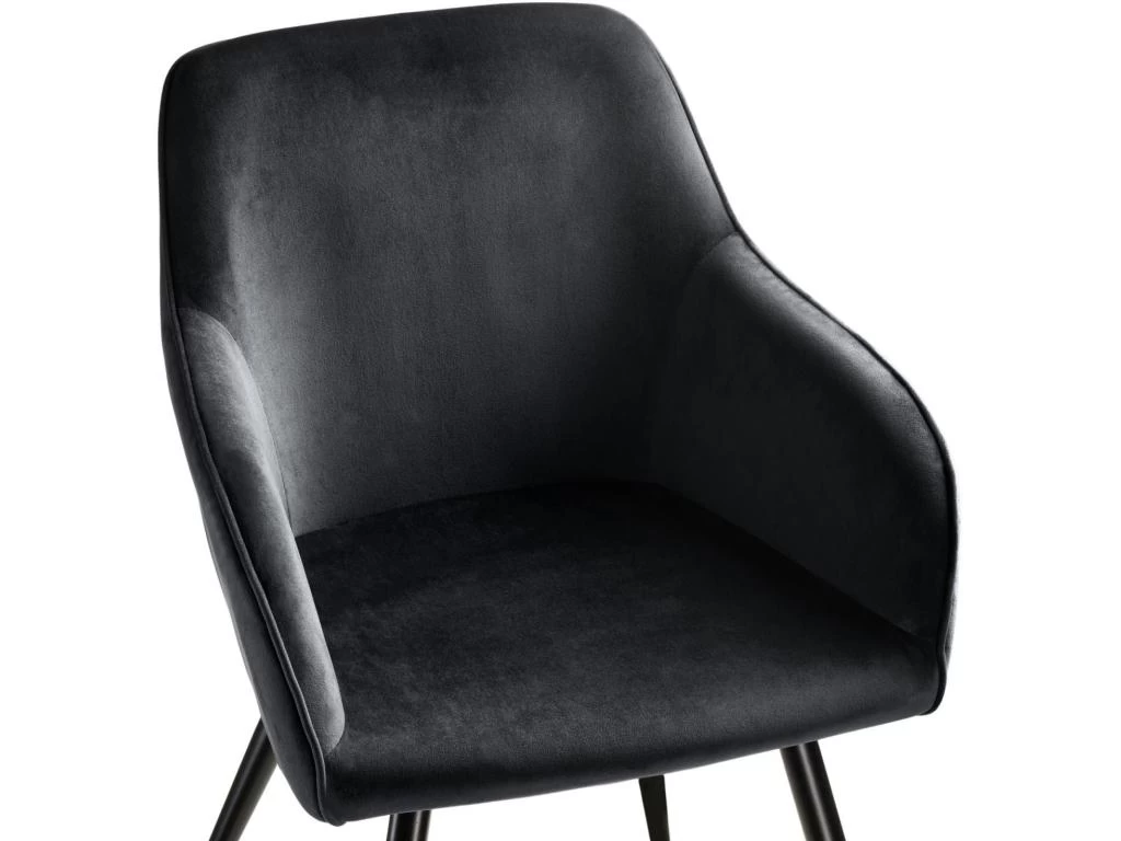 Lot De 4 Chaises Pieds Noir Siège De Salon Cuisine Salle à Manger Design élégant Velours Noir 08_0000080 7 Lot De 4 Chaises Pieds Noir Siège De Salon Cuisine Salle à Manger Design élégant Velours Noir 08_0000080 – Image 5