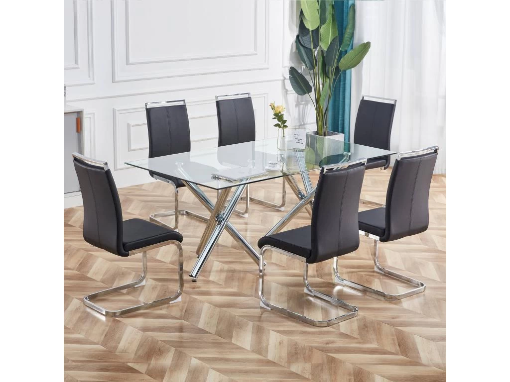 Lot De 4 Chaises De Salle à Manger - En Similicuir - Noir 3 Lot De 4 Chaises De Salle à Manger - En Similicuir - Noir