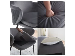 Lot De 4 Chaises - Coutures En Tissu Et Cuir PU - Siège Amovible - Gris 10 Lot De 4 Chaises - Coutures En Tissu Et Cuir PU - Siège Amovible - Gris -Magasin de meubles de restaurant chaise 22804033