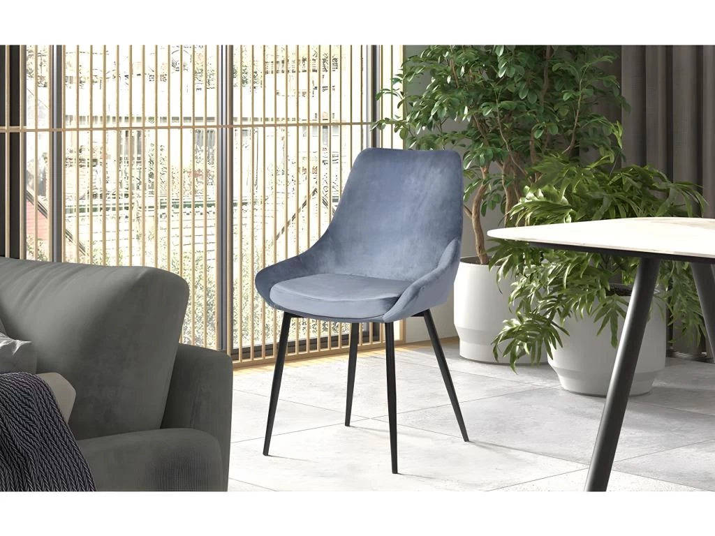 Chaise MICRA Velours Bleu, Dimensions: H86 X L49 X P61 Cm, Idéal Pour Un Salon De Prestige 4 Chaise MICRA Velours Bleu, Dimensions: H86 X L49 X P61 Cm, Idéal Pour Un Salon De Prestige – Image 2