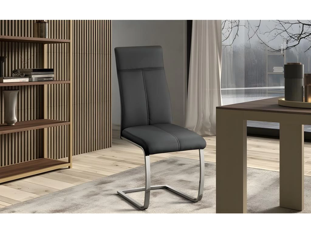 Chaise ALI PU Noir, Dimensions: H101 X L42 X P61 Cm, Idéal Pour Une Salle A Manger Unique 4 Chaise ALI PU Noir, Dimensions: H101 X L42 X P61 Cm, Idéal Pour Une Salle A Manger Unique – Image 2