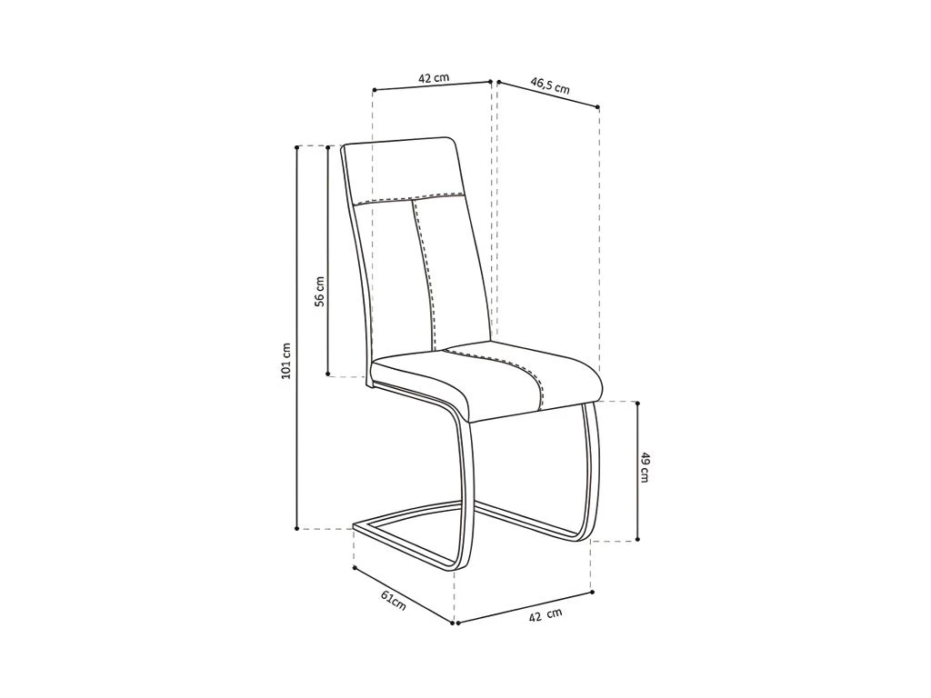 Chaise ALI PU Noir, Dimensions: H101 X L42 X P61 Cm, Idéal Pour Une Salle A Manger Unique 5 Chaise ALI PU Noir, Dimensions: H101 X L42 X P61 Cm, Idéal Pour Une Salle A Manger Unique – Image 3