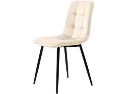 Lot De 4 Chaises De Salle à Manger - Structure En Métal - Tissu En Velours - Beige -Magasin de meubles de restaurant chaise 22860665