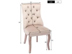Lot De 4 Chaises De Salle à Manger En Velours - Matelassage De Boutons - Beige 11 Lot De 4 Chaises De Salle à Manger En Velours - Matelassage De Boutons - Beige -Magasin de meubles de restaurant chaise 22860679