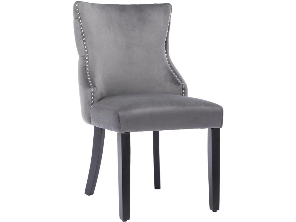 Lot De 6 Chaises De Salle à Manger En Velours - Cadre En Bois Massif - Gris 4 Lot De 6 Chaises De Salle à Manger En Velours - Cadre En Bois Massif - Gris – Image 2