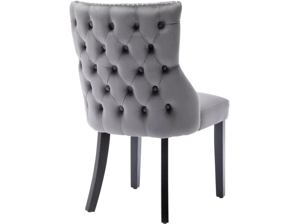 Lot De 6 Chaises De Salle à Manger En Velours - Cadre En Bois Massif - Gris 6 Lot De 6 Chaises De Salle à Manger En Velours - Cadre En Bois Massif - Gris – Image 4