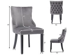 Lot De 6 Chaises De Salle à Manger En Velours - Cadre En Bois Massif - Gris 11 Lot De 6 Chaises De Salle à Manger En Velours - Cadre En Bois Massif - Gris -Magasin de meubles de restaurant chaise 22860709