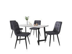Lot De 4 Chaises De Salle à Manger - Structure En Métal - Tissu En Velours - Gris Clair