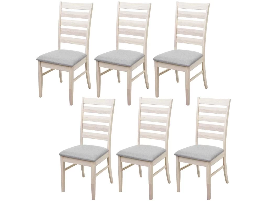 Lot De 6 Chaises De Salle à Manger Cuisine Chaise Tissu Gris Et Bois Massif Clair 04_0000850 3 Lot De 6 Chaises De Salle à Manger Cuisine Chaise Tissu Gris Et Bois Massif Clair 04_0000850