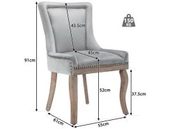 Lot De 2 Chaises En Velours - Avec Pieds En Bois Massif - Gris -Magasin de meubles de restaurant chaise 22928699