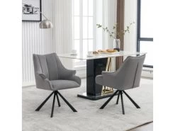 Lot De 2 Chaises En Patchwork De Velours - Pieds En Métal - Gris