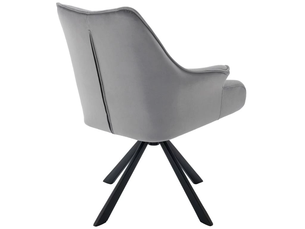 Lot De 2 Chaises En Patchwork De Velours - Pieds En Métal - Gris 5 Lot De 2 Chaises En Patchwork De Velours - Pieds En Métal - Gris – Image 3