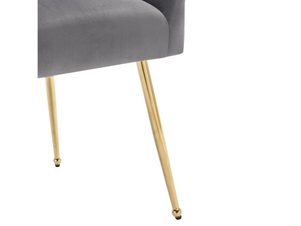 Lot De 6 Chaises De Salle à Manger Avec Pieds Plaqués - Doré & Gris 11 Lot De 6 Chaises De Salle à Manger Avec Pieds Plaqués - Doré & Gris – Image 9