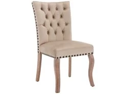 Lot De 4 Chaises Capitonné En Velours - Cadre En Bois Massif - Beige -Magasin de meubles de restaurant chaise 23009359