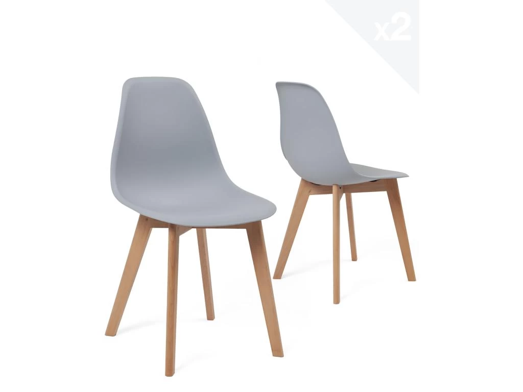 Lot De 2 Chaises Cuisine Style Scandinave NAO (gris) 3 Lot De 2 Chaises Cuisine Style Scandinave NAO (gris)
