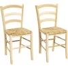 Lot De 2 Chaises PAYSANNE - Hêtre Massif & Paille De Riz - Teinte : Naturel -Magasin de meubles de restaurant chaise 231693