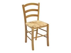 Lot De 6 Chaises PAYSANNE - Hêtre Massif Teinté Chêne, Paille De Riz -Magasin de meubles de restaurant chaise 232085