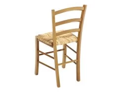 Lot De 6 Chaises PAYSANNE - Hêtre Massif Teinté Chêne, Paille De Riz -Magasin de meubles de restaurant chaise 232089