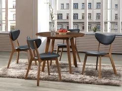 Lot De 2 Chaises LISETTE - Hévéa Massif & Simili - Noyer Et Noir -Magasin de meubles de restaurant chaise 258715