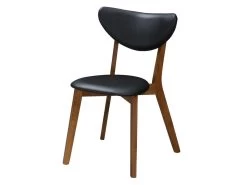 Lot De 6 Chaises LISETTE - Hévéa Massif & Simili - Noyer Et Noir -Magasin de meubles de restaurant chaise 258765