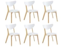 Lot De 6 Chaises CARINE - Hévéa Massif Et MDF - Blanc -Magasin de meubles de restaurant chaise 259657