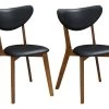 Lot De 2 Chaises LISETTE - Hévéa Massif & Simili - Noyer Et Noir