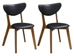 Lot De 6 Chaises LISETTE - Hévéa Massif & Simili - Noyer Et Noir -Magasin de meubles de restaurant chaise 259765 1