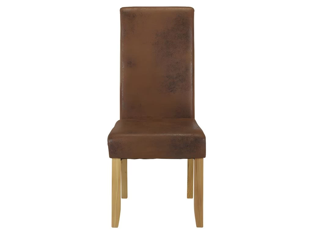 Lot De 6 Chaises SANTOS - Microfibre Aspect Cuir Vieilli - Pieds Bois Clair 6 Lot De 6 Chaises SANTOS - Microfibre Aspect Cuir Vieilli - Pieds Bois Clair – Image 4