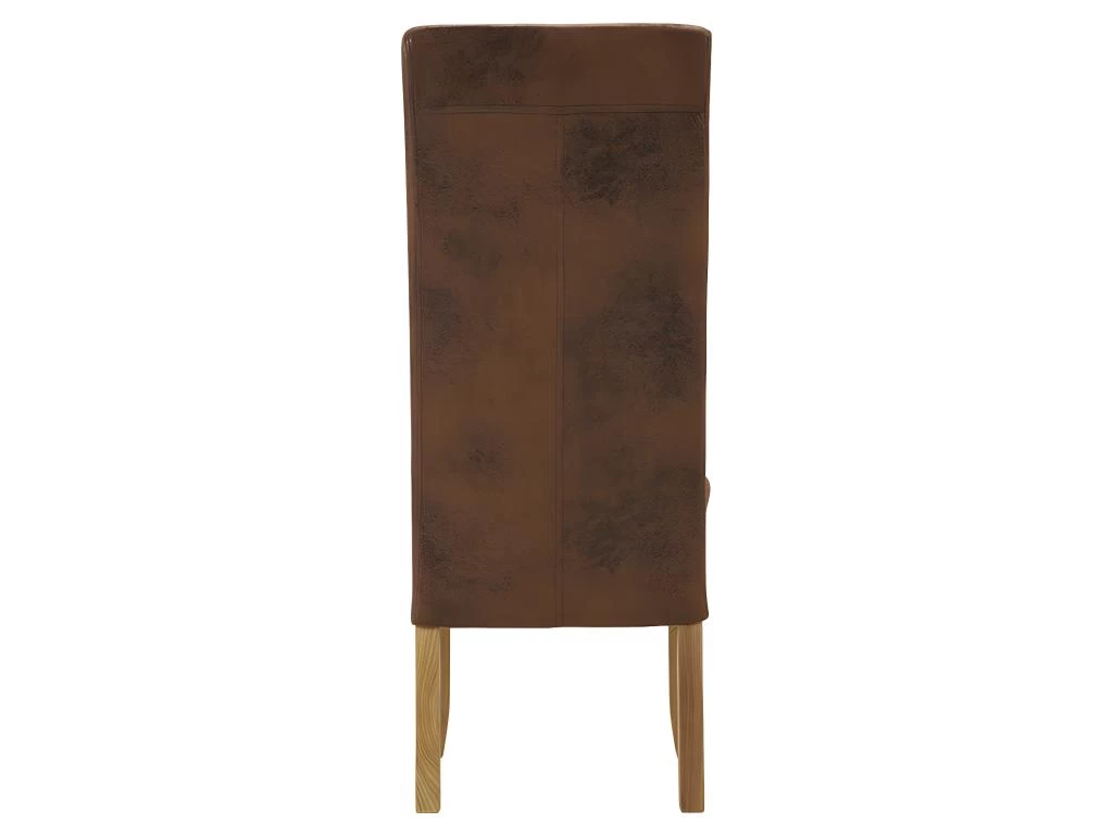 Lot De 6 Chaises SANTOS - Microfibre Aspect Cuir Vieilli - Pieds Bois Clair 4 Lot De 6 Chaises SANTOS - Microfibre Aspect Cuir Vieilli - Pieds Bois Clair – Image 2