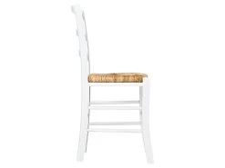 Lot De 2 Chaises PAYSANNE - Hêtre Massif & Paille De Riz - Teinte : Blanc -Magasin de meubles de restaurant chaise 269987