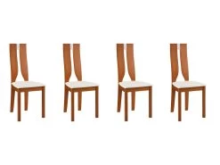 Lot De 4 Chaises SILVIA - Hêtre Massif - Merisier & Blanc -Magasin de meubles de restaurant chaise 272657