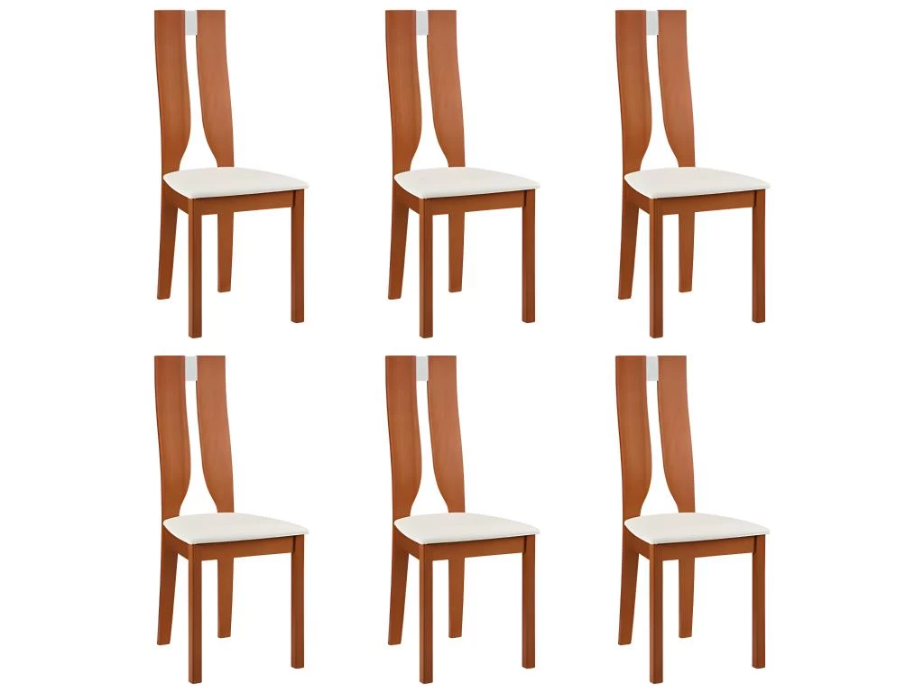 Lot De 6 Chaises SILVIA - Hêtre Massif - Merisier & Blanc 11 Lot De 6 Chaises SILVIA - Hêtre Massif - Merisier & Blanc – Image 9
