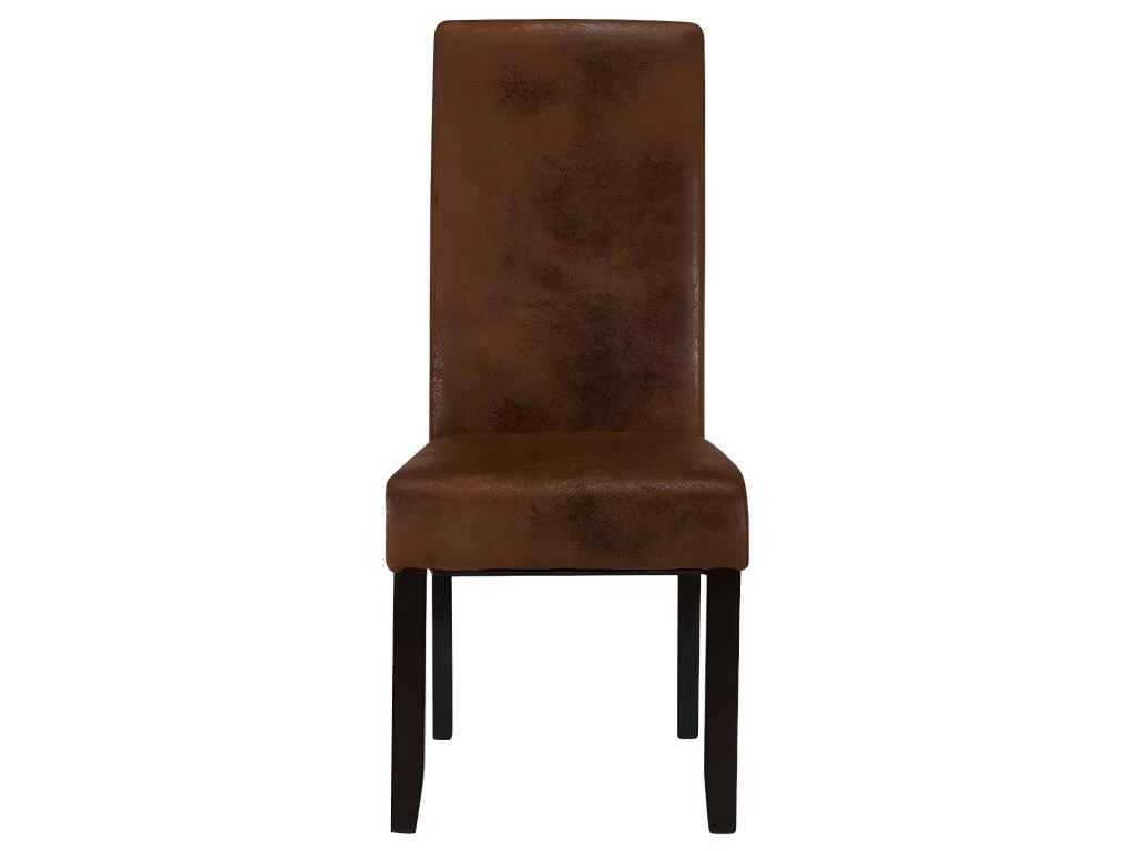 Lot De 6 Chaises SANTOS - Microfibre Aspect Cuir Vieilli - Pieds Bois Foncé 4 Lot De 6 Chaises SANTOS - Microfibre Aspect Cuir Vieilli - Pieds Bois Foncé – Image 2