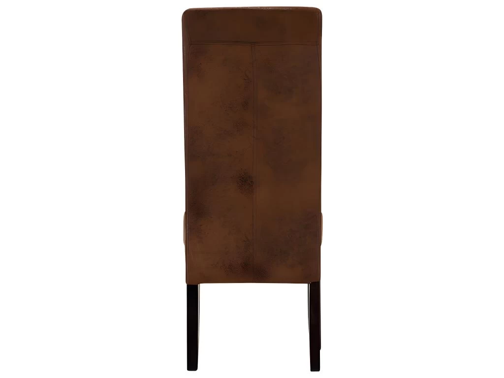 Lot De 6 Chaises SANTOS - Microfibre Aspect Cuir Vieilli - Pieds Bois Foncé 5 Lot De 6 Chaises SANTOS - Microfibre Aspect Cuir Vieilli - Pieds Bois Foncé – Image 3