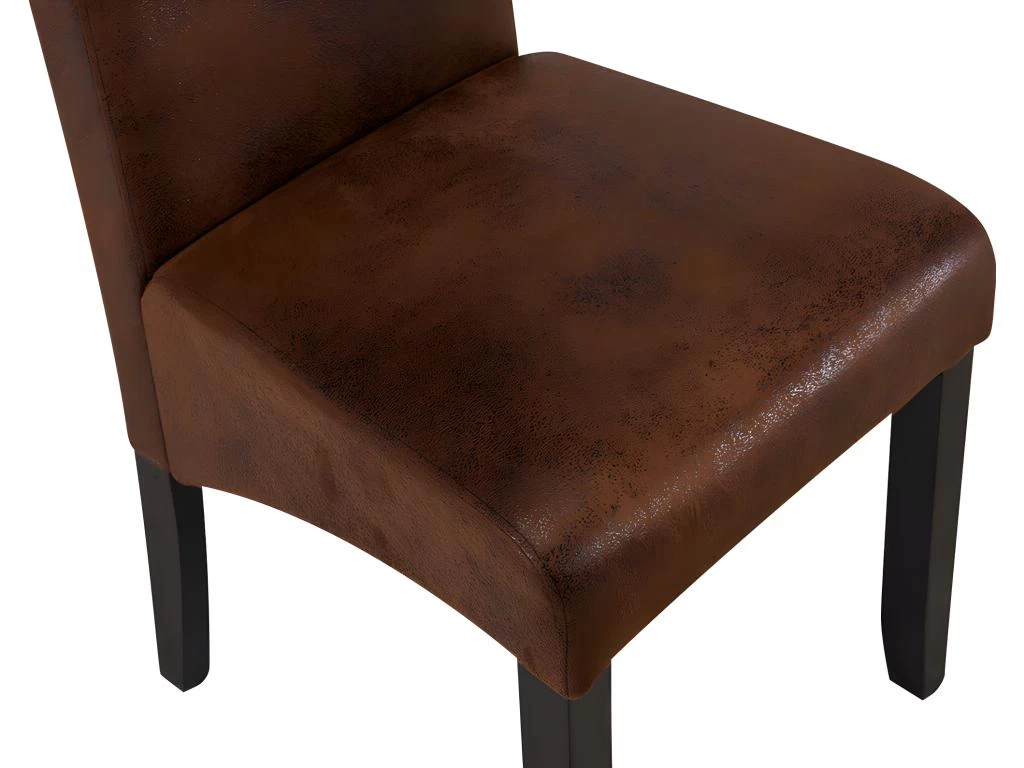 Lot De 6 Chaises SANTOS - Microfibre Aspect Cuir Vieilli - Pieds Bois Foncé 8 Lot De 6 Chaises SANTOS - Microfibre Aspect Cuir Vieilli - Pieds Bois Foncé – Image 6